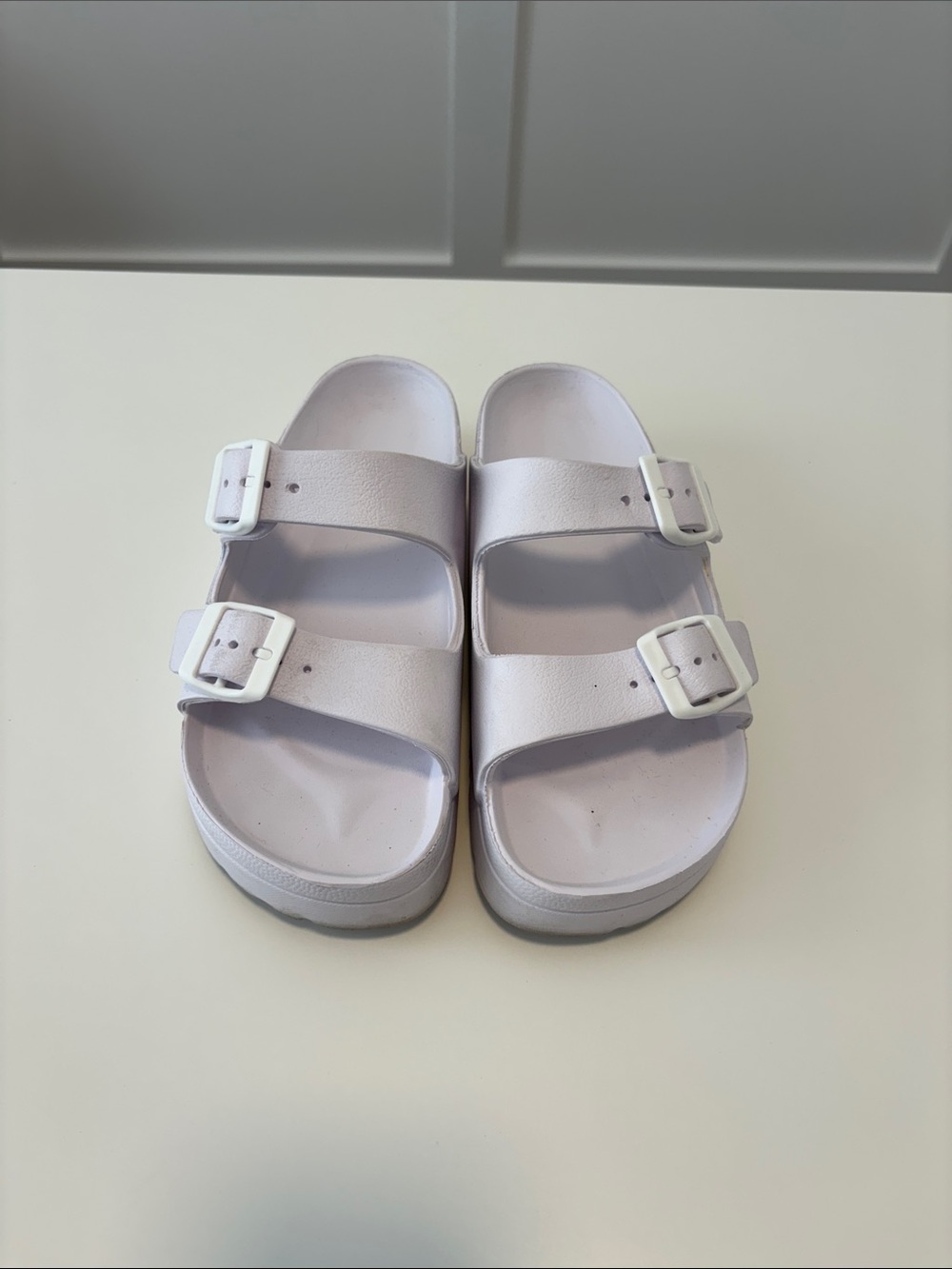 Ladies Double-Buckle Foam Slide Sandals